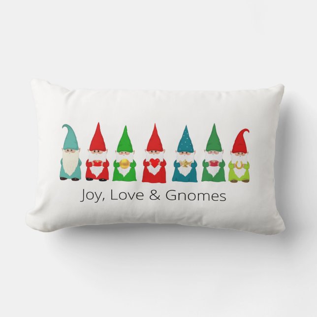 Joy, Liebe & Christmas Gnomes Lumbar Pillow Lendenkissen (Vorderseite)