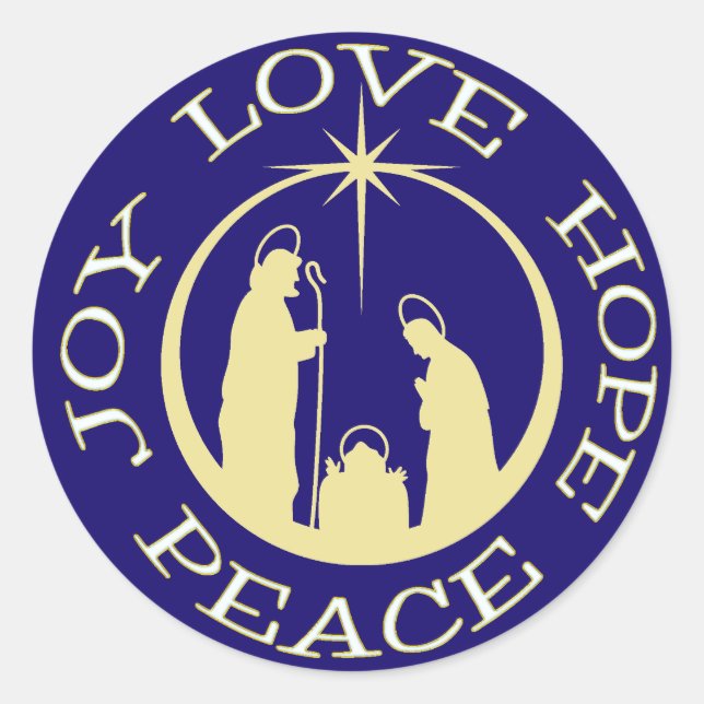 Joy Liebe Hope Peace Christmas Runder Aufkleber (Vorderseite)