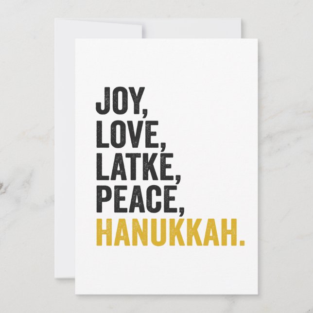 Joy Liebe Latkes Peace Hanukkah Funny Jewish Einladung (Vorderseite)