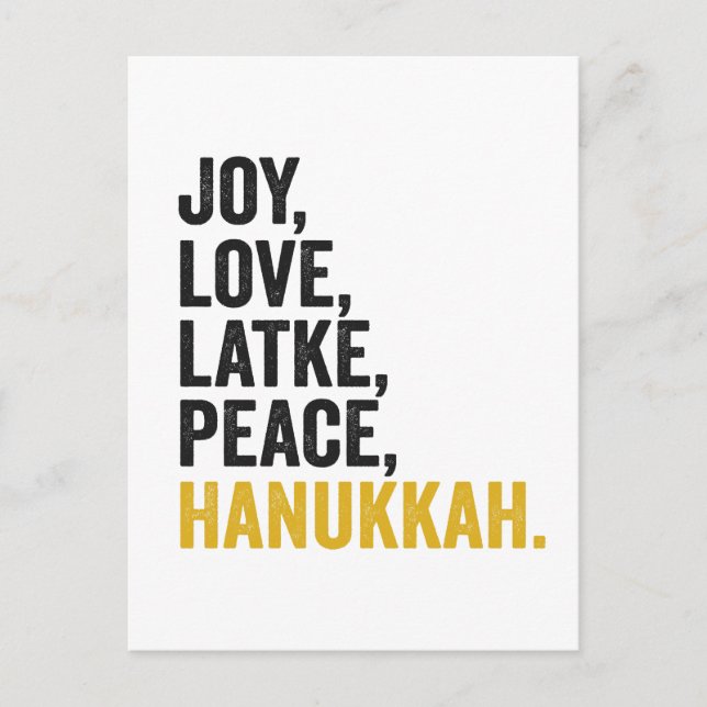 Joy Liebe Latkes Peace Hanukkah Funny Jewish Postkarte (Vorderseite)