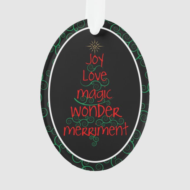 Joy ・ Liebe ・ Magic ・ Wonder ・ Merriment Ornament (Rückseite)