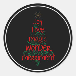 Joy ・ Liebe ・ Magic ・ Wonder ・ Merriment Runder Aufkleber