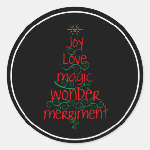 Joy ・ Liebe ・ Magic ・ Wonder ・ Merriment Runder Aufkleber