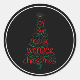 Joy ・ Liebe ・ Magic ・ Wonder ・ Weihnachten Runder Aufkleber