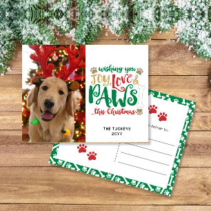 Joy Liebe Paws Dog Red Green Foto Postkarte
