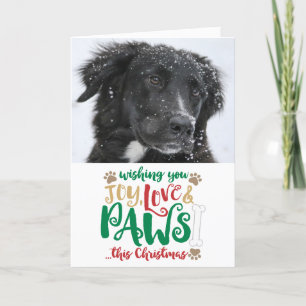 Joy Liebe Paws Dog Weihnachts-Foto Feiertagskarte