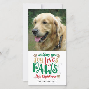 Joy Liebe Paws Dog Weihnachts-Foto Feiertagskarte