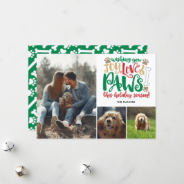Joy Liebe Paws Happy Holidays Dog Red Green 3-Foto Feiertagskarte