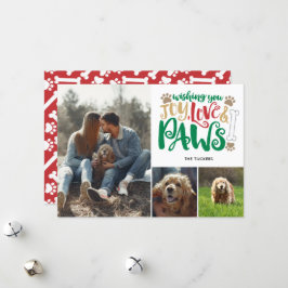 Joy Liebe Paws Peace Dog Red Green 3-Foto Feiertagskarte