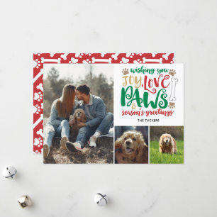 Joy Liebe Paws Season's Greetings Red Dog 3-Foto Feiertagskarte