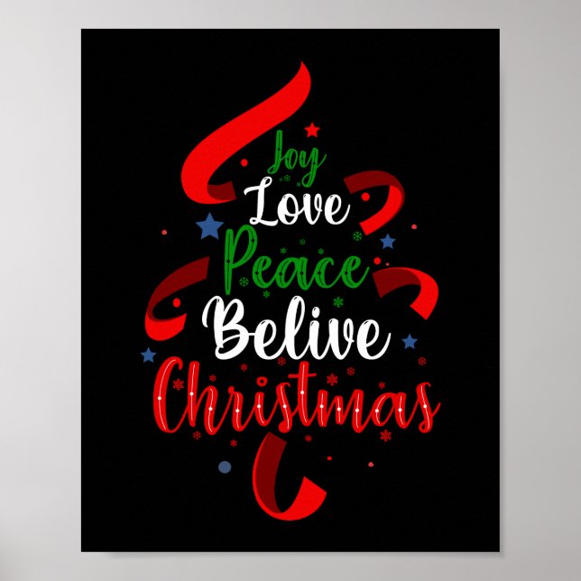 Joy Liebe Peace Belive Weihnachten Poster (Vorne)
