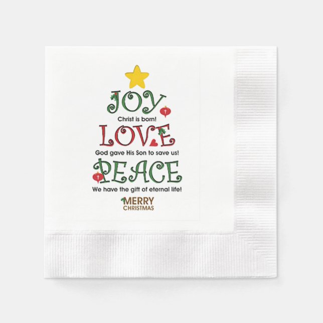 Joy Liebe Peace Cocktail Paper Napkin Serviette (Vorderseite)