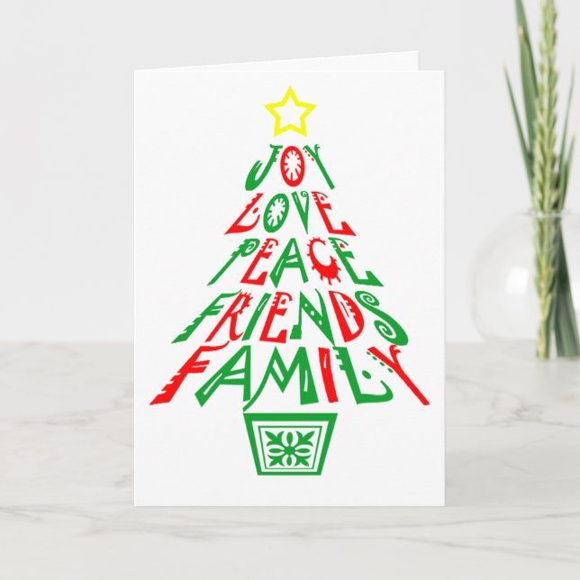 Joy Liebe Peace Friends Familienfeiertag Feiertagskarte (Vorderseite)