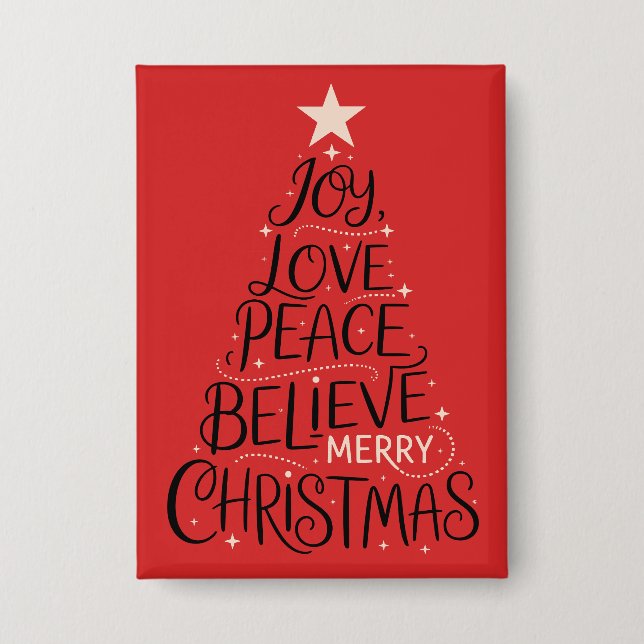 Joy Liebe Peace Glaube frohe Weihnachtsbaum Xmas Button (Vorderseite)