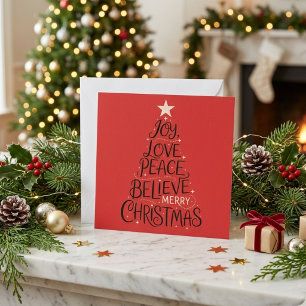 Joy Liebe Peace Glaube frohe Weihnachtsbaum Xmas Feiertagskarte