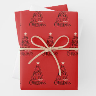 Joy Liebe Peace Glaube frohe Weihnachtsbaum Xmas Geschenkpapier Set