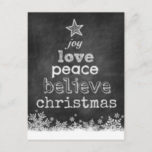 Joy Liebe Peace Glaube Weihnachten Postkarte