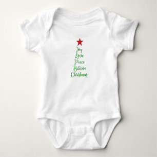 Joy Liebe Peace Glaube Weihnachtsbaum mit Rot Baby Strampler