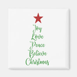 Joy Liebe Peace Glaube Weihnachtsbaum mit Rot Magnet