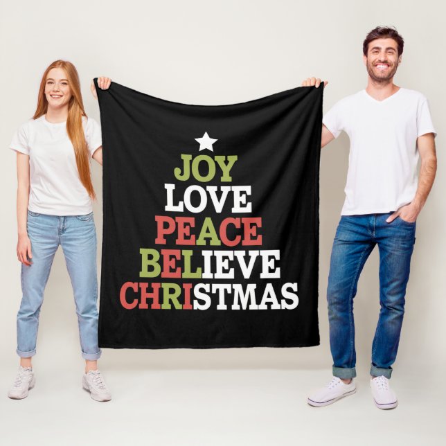 Joy Liebe Peace Glaube Weihnachtsbaumfamilie Fleecedecke (Beispiel)