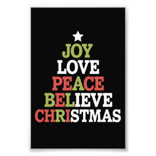 Joy Liebe Peace Glaube Weihnachtsbaumfamilie Fotodruck