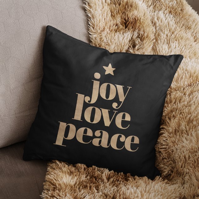 Joy Liebe Peace | Gold Elegante Minimalistische We Kissen (Von Creator hochgeladen)