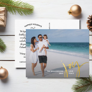 Joy Liebe Peace Large Foto Weihnachtsbrief Gold Folien Feiertagspostkarte