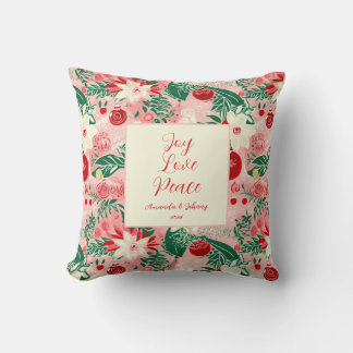 Joy Liebe Peace Pink Roter Blumenkissen Kissen