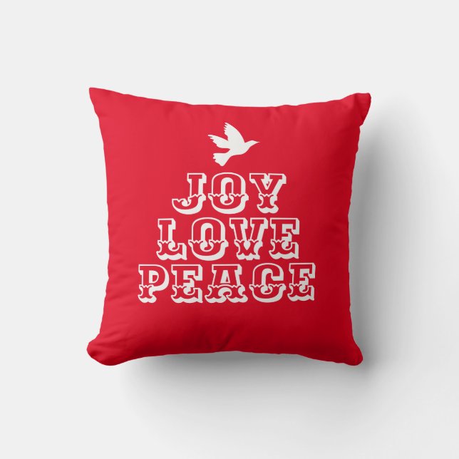 joy Liebe Peace Taube White Weihnachtsbaum-Slogan Kissen (Vorderseite)