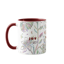 Joy Liebe Peace Zwei-Töne Maroon Tasse