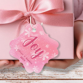 Joy Liebe Pink Snowflakes Weihnachtsfeiertag Geschenkanhänger
