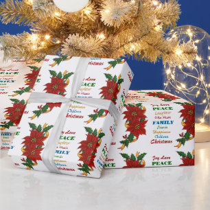 Joy Liebe Poinsettia Weihnachten Geschenkpapier