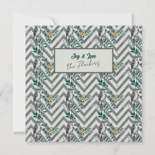 Joy & Liebe - Zigzag Bird & Blume Pattern Karte