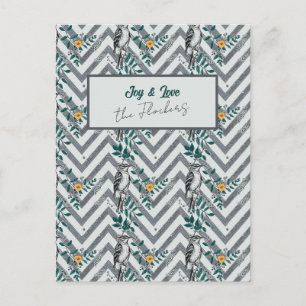 Joy & Liebe - Zigzag Bird & Blume Pattern Postkarte