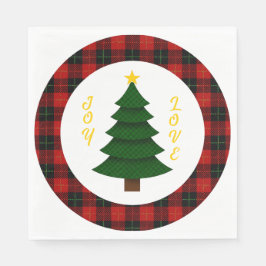 Joy-Love-Custom Plaid Christmas Tree Serviette