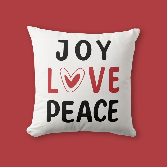 Joy Love Peace Red Heart Inspirational Kissen (Von Creator hochgeladen)