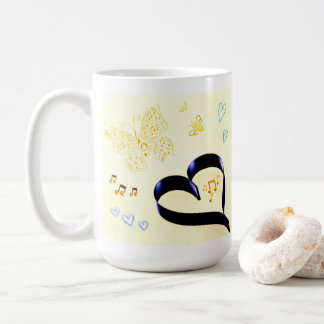 Joy Matters - Music Cat - Butterfly & Bees Golden Kaffeetasse
