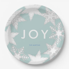 JOY Mattiert Snowflakes Blue Pappteller