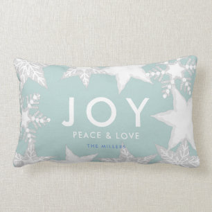 JOY Mattiert Snowflakes Light Blue Weihnachten Lendenkissen