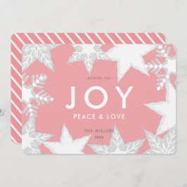 JOY Mattiert Snowflakes Pink Weihnachtskarte Einladung