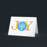 Joy Menorah Card Feiertagskarte<br><div class="desc">Feiern Sie den Urlaub in diesem Jahr,  indem Sie diese Joy Menorah Ferienkarte verschicken. Es ist perfekt für den jüdischen/Christlichen Haushalt zusammen. Kein anderes Wort drückt die Feiertage aus wie das Wort "Joy" und die Menorah sind das perfekte Symbol für diese Jahreszeit.</div>