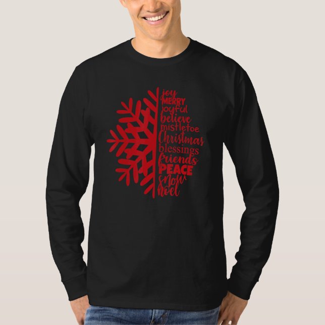 Joy Merry Joyful Believe Christmas Blessing Snowfl T-Shirt (Vorderseite)