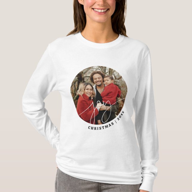 Joy Minimalistisch Family Christmas 2023 Weihnacht T-Shirt (Vorderseite)