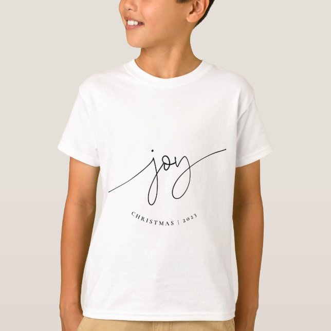 Joy Minimalistisch Family Christmas 2023 Weihnacht T-Shirt (Vorderseite)