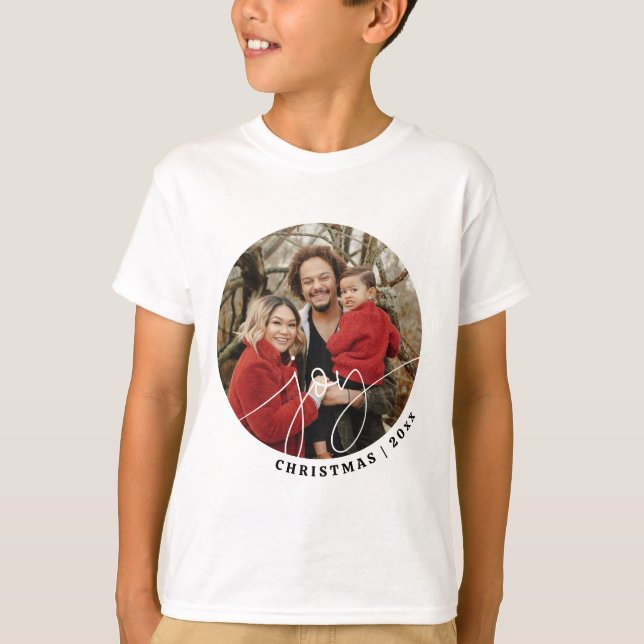 Joy Minimalistisch Family Christmas 2023 Weihnacht T-Shirt (Vorderseite)