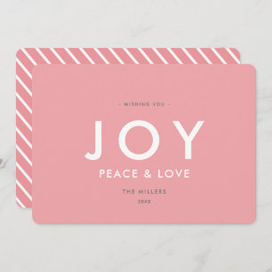 JOY Minimalistisch Modern Pink Weihnachtskarte Einladung