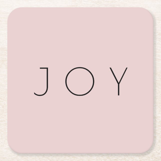 Joy Minimalistische Rose Gold Typografie Muster Rechteckiger Pappuntersetzer (Vorderseite)