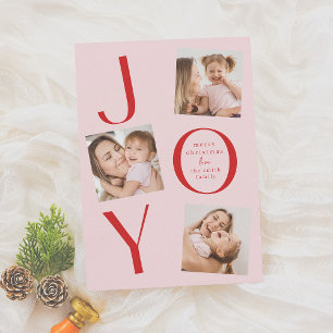 Joy   Modern Pink & Red 3 Foto Weihnachten