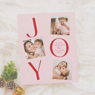 Joy   Modern Rosa & Rot 4 Foto Weihnachten