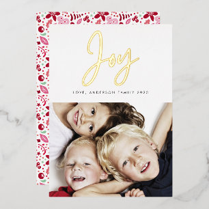 JOY moderne GOLD Kalligrafie-Buchstaben Folien Feiertagskarte